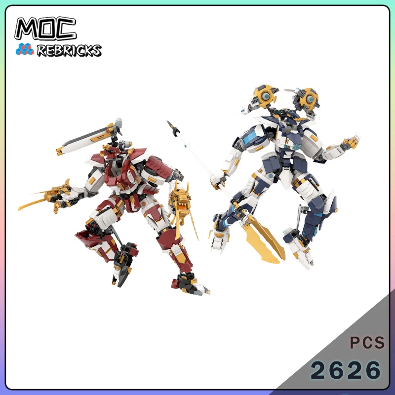 MOC Twin Robot Mechs Building Blocks Dual Warrior Robot Action Figure Set Assembly Bricks Toys Christmas Gifts