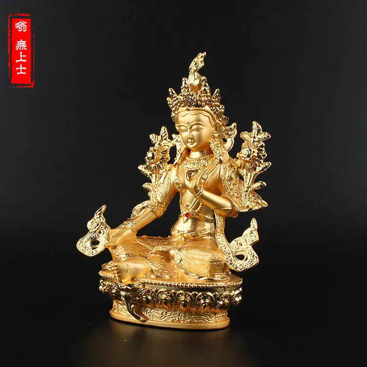 14 # Greco-Buddhist HOME OFFICE Talisman efficacious House Tibetan Green Tara Gilding Buddha statue-free ship