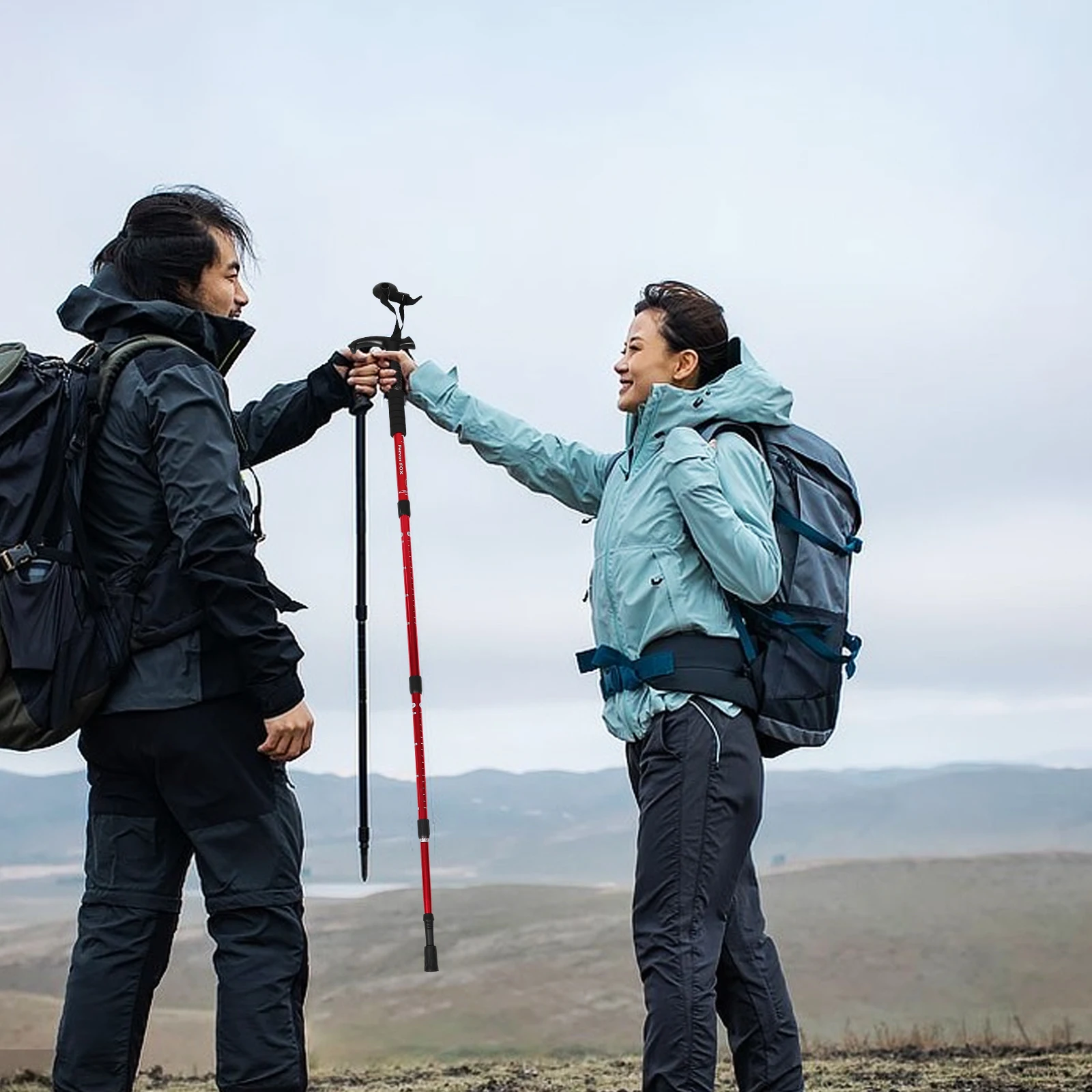 

Lightweight Adjustable Trekking Pole Collapsible Hiking Walking Stick Shock Absorbent Foldable Mountain Pole For Men Women