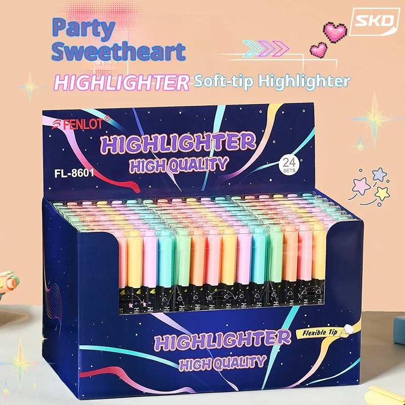 

6 Colors Macron Fluorescent color Highlighters Set Fluorescent Drawing Markers Highlighters Pens Art Cute Pastel Stationery