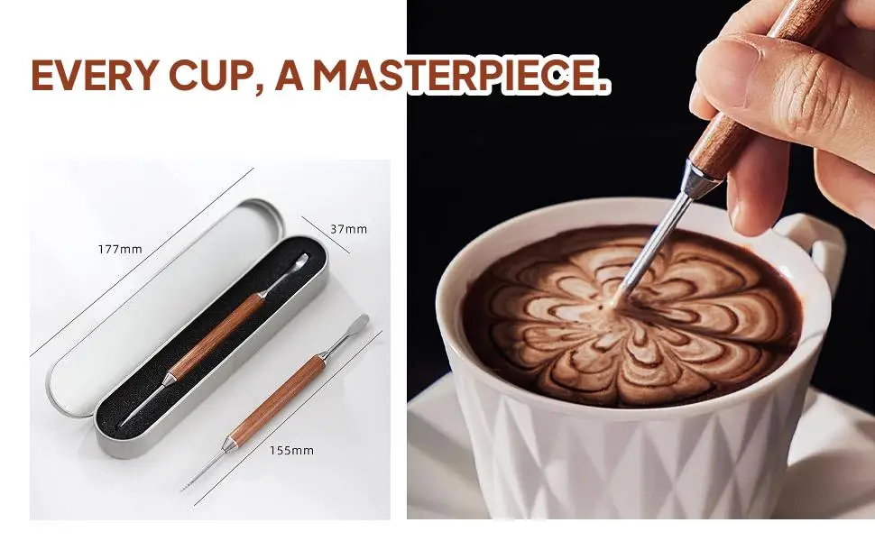 Coffee Art Pen Stainless Steel Latte Drawing Tool for Cappuccino Decoration Home Barista Carving Stick Coffee and Tea Utensil