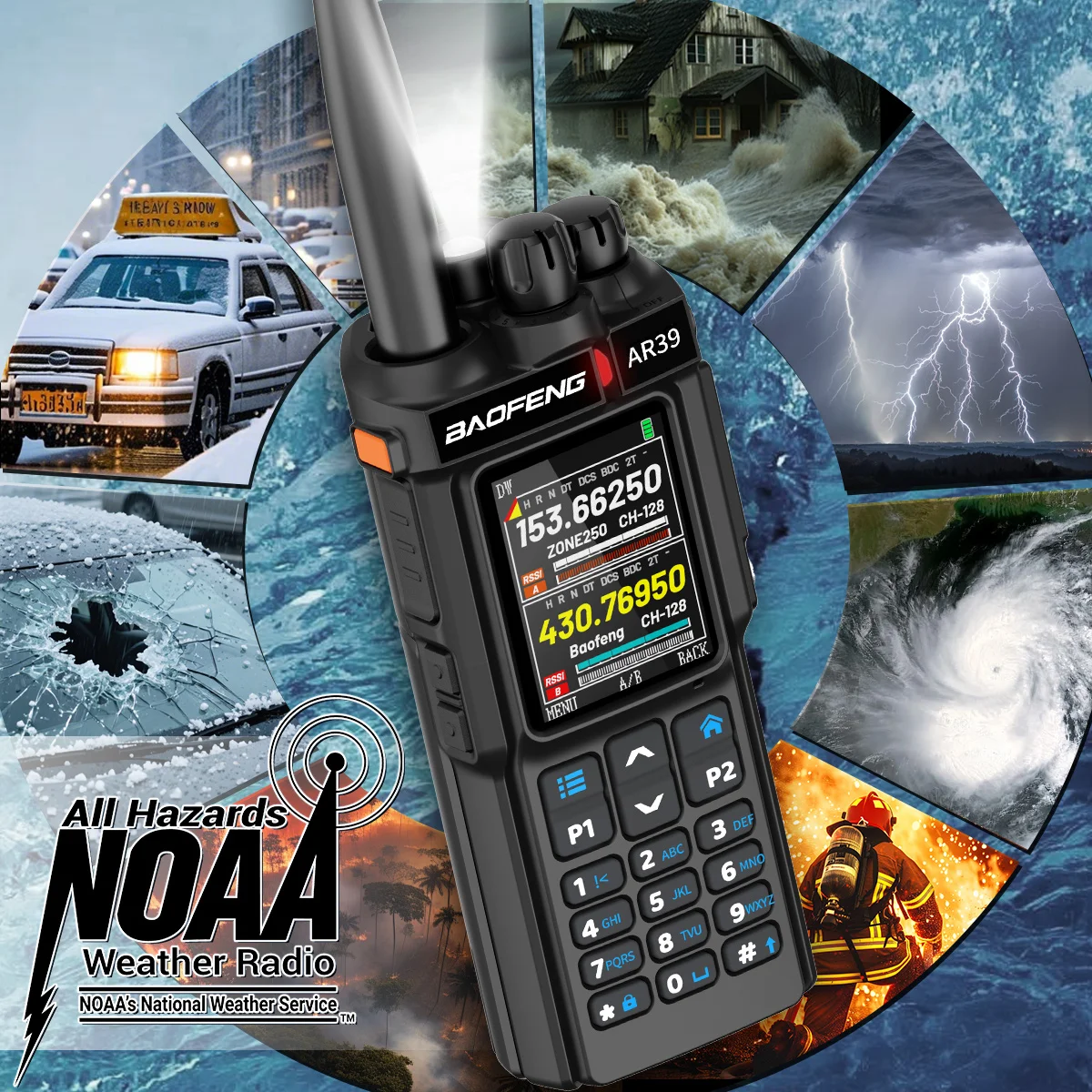 BAOFENG AR-39 جهاز اتصال لاسلكي طويل المدى متعدد الموجات 7 خيارات الخط الألوان مع مصباح يدوي AM/FM تردد نسخة لاسلكية راديو لحم الخنزير