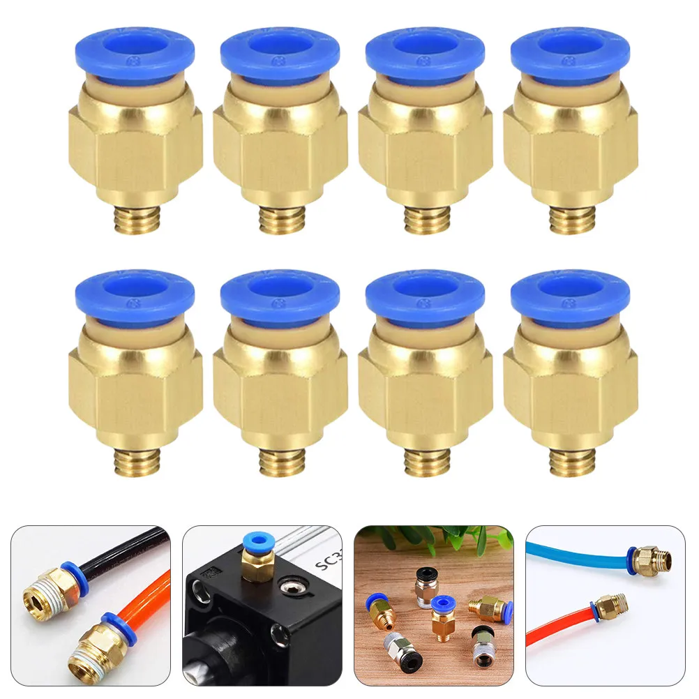 

8Pcs 3D Printer Pneumatic Fittings Nickel Plated Brass Quick Connect Air Straight Connector High Pressure Wear Resistant Metal