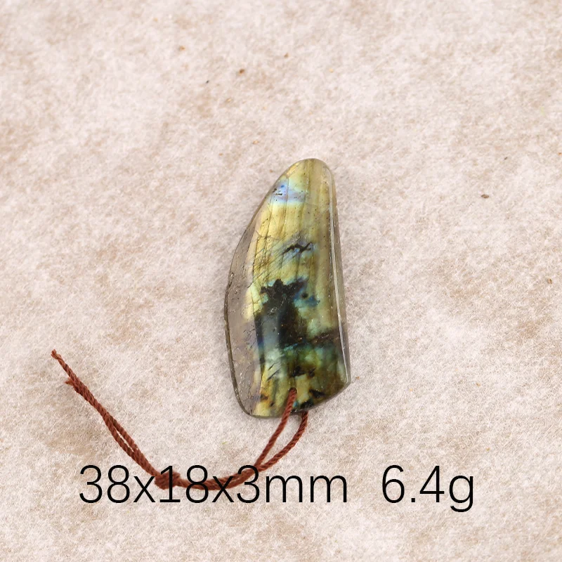 B&F Pendant for Necklace Labradorite—Natural Stone Fashion Handmade Jewelry Charm Gift Accessories 38x18x3mm 6.4g