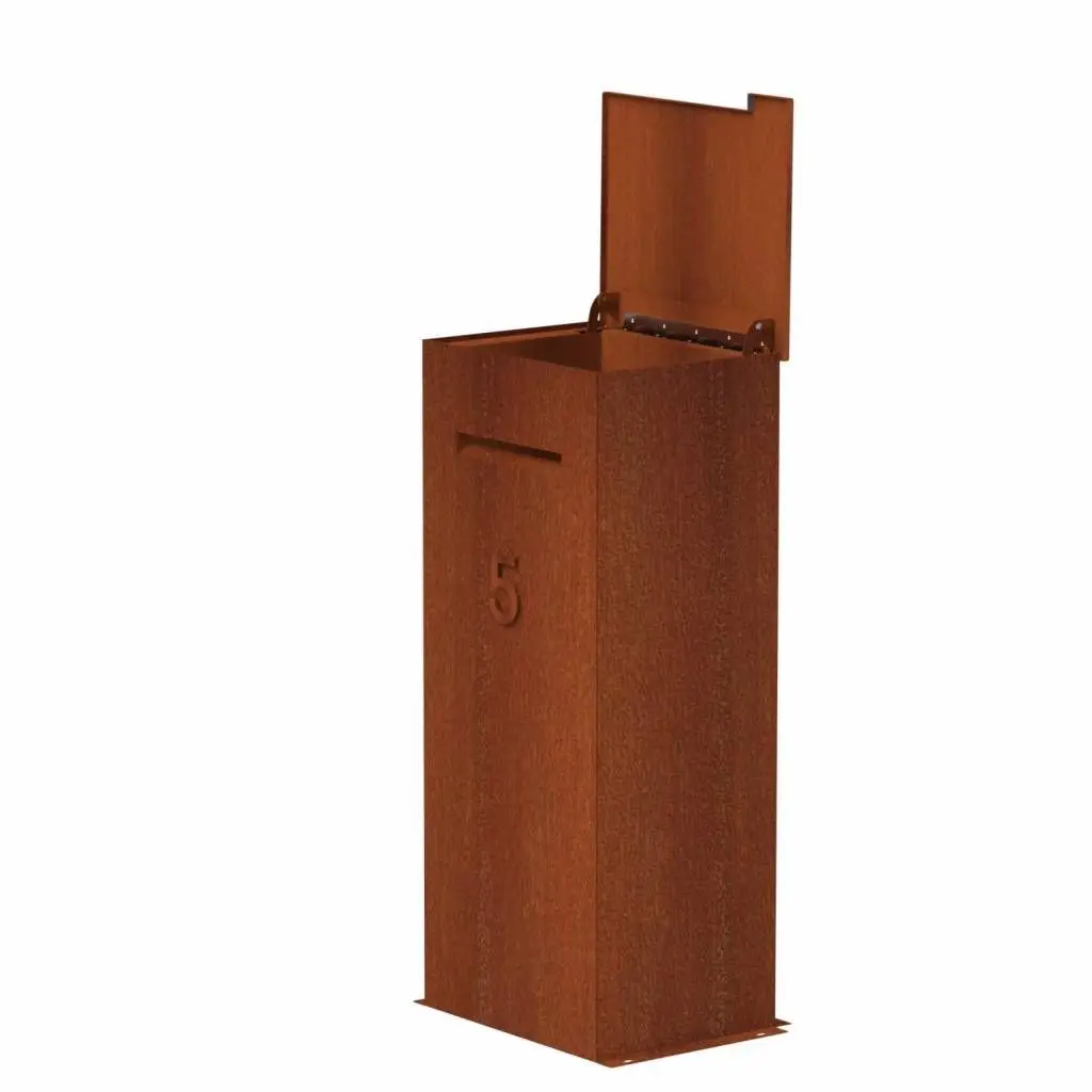 

Corten Steel Weather Resistant Freestanding Waterproof Mailbox Garden Decorative Large Capacity