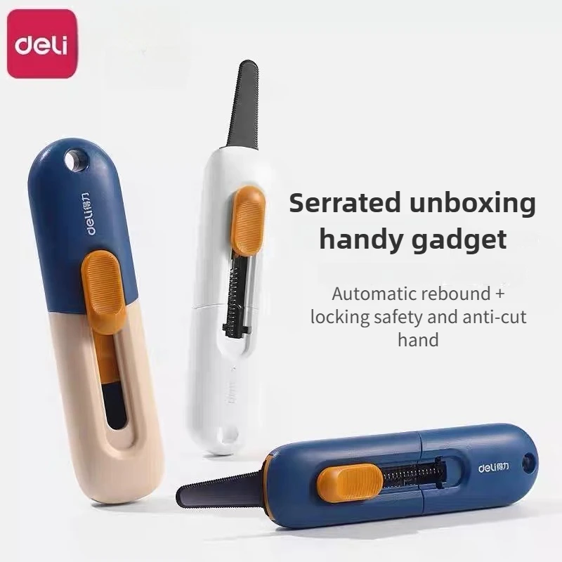 Deli Unboxing Messer Mini Kunst Messer Gezahnt Sicherheit Anti Schneiden Hand Kollision Farbe Hohe Ästhetische Wert Tragbare Werkzeug