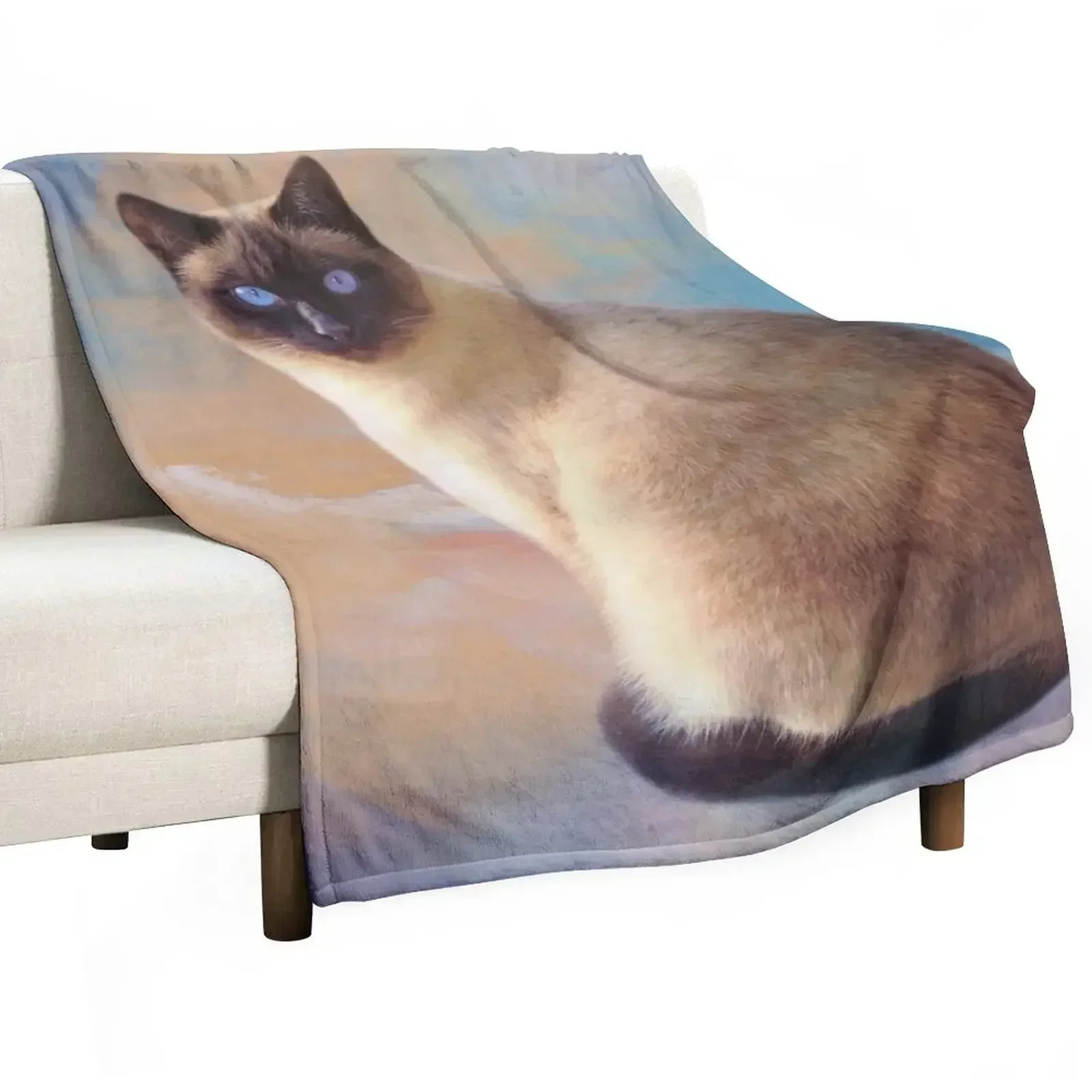 Seal Point Siamese Cat Throw Blanket Extra Large Throw Moving Bed Hairy warm for winter anime Blankets