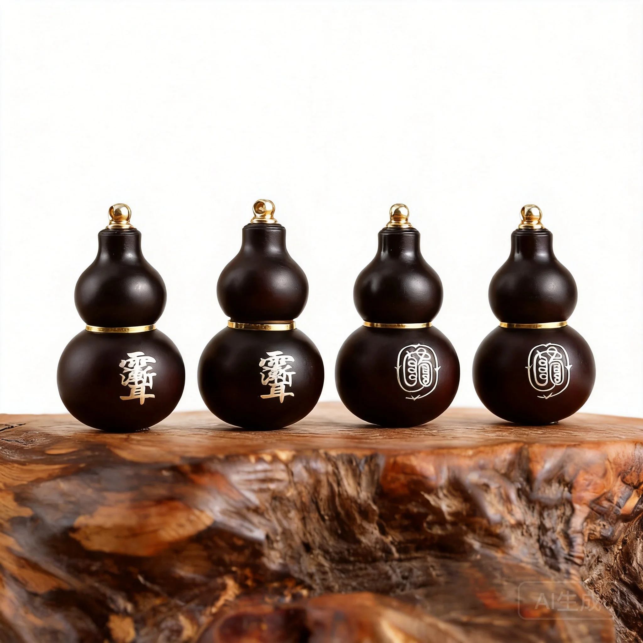 YNO Chinese Traditional Luck Thunder Struck Jujube Wood Gourd Pendant 925 Silver Inlaid Taoist Zi Wei Talisman Can Hold Cinnabar