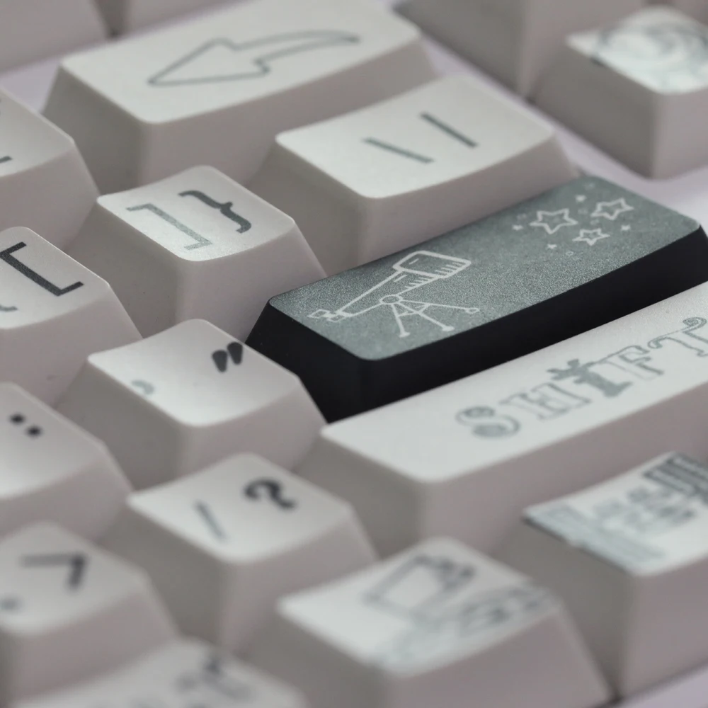 PBT Outer Space Keycaps Cherry Profile Minimalist Black White Caps Dye Sublimation Keycap For MX Keyboard F75 F99 RK84 GMK67 87