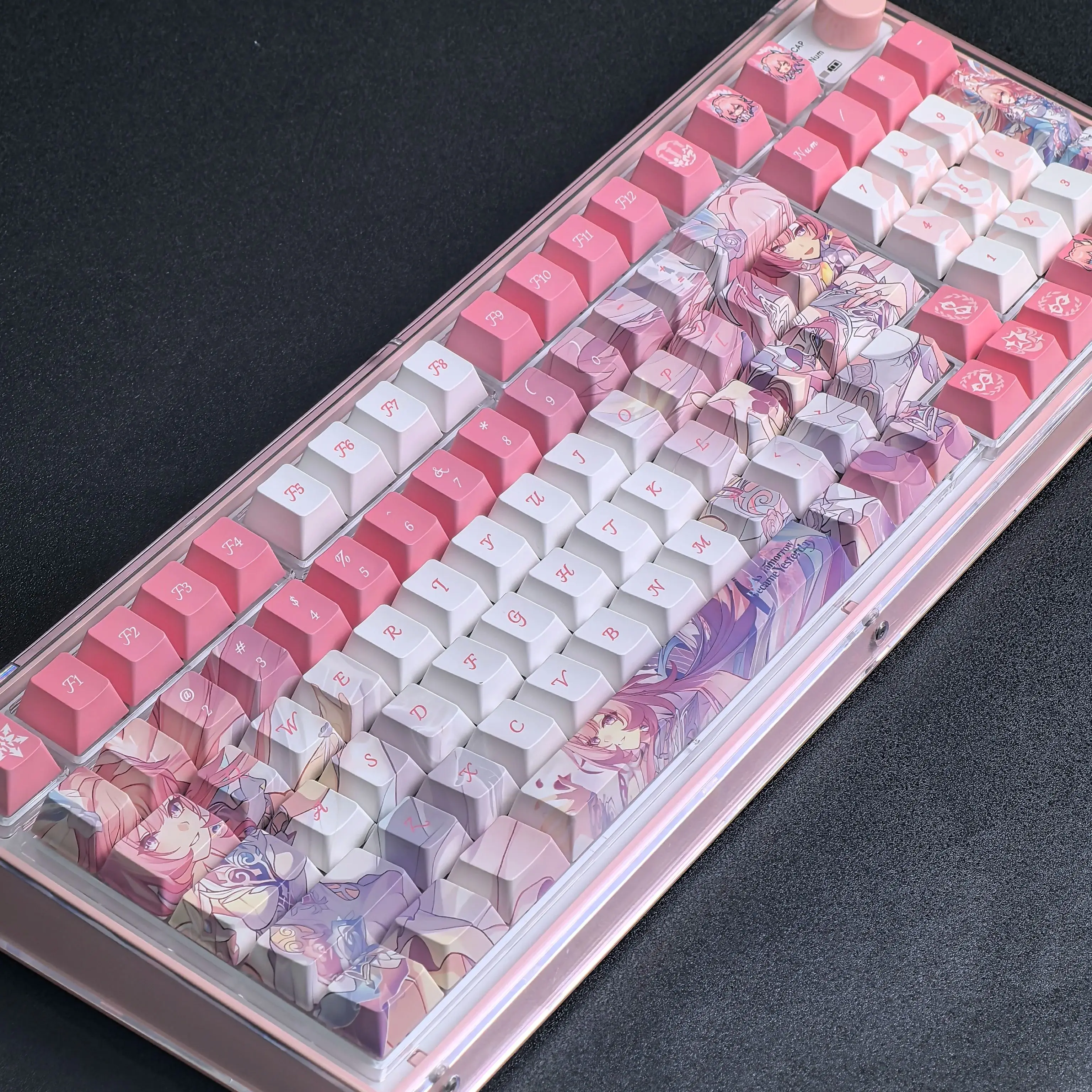 MAIMOOO Honkai Cyrene Keycaps Pink Cherry Pbt Anime/Manga Style Aulaf75/F99 Customization Keyboard Keycaps 124 Keys