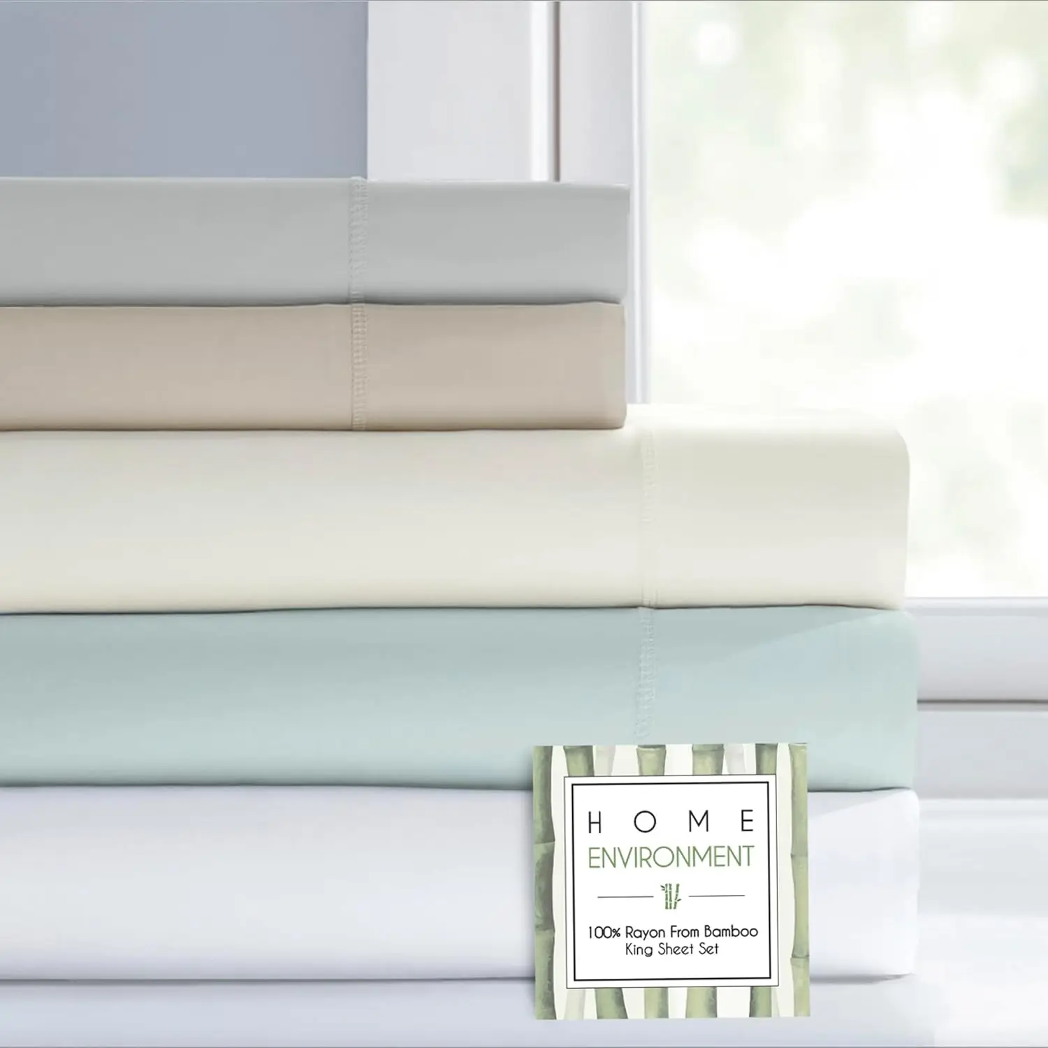 

Luxurious Bamboo Sheet Set Queen Size – Rayon from Bamboo, Ultra Soft & Breathable, Strong Durable All Season Bedding, Sea Glass