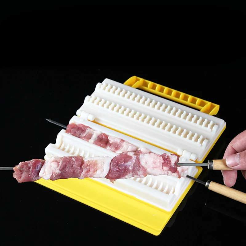 BBQ Meat String Machine Barbecue Skewer Tools Portable Tofu Skewer Kebab Maker Box Machine Grill Kitchen Accessories