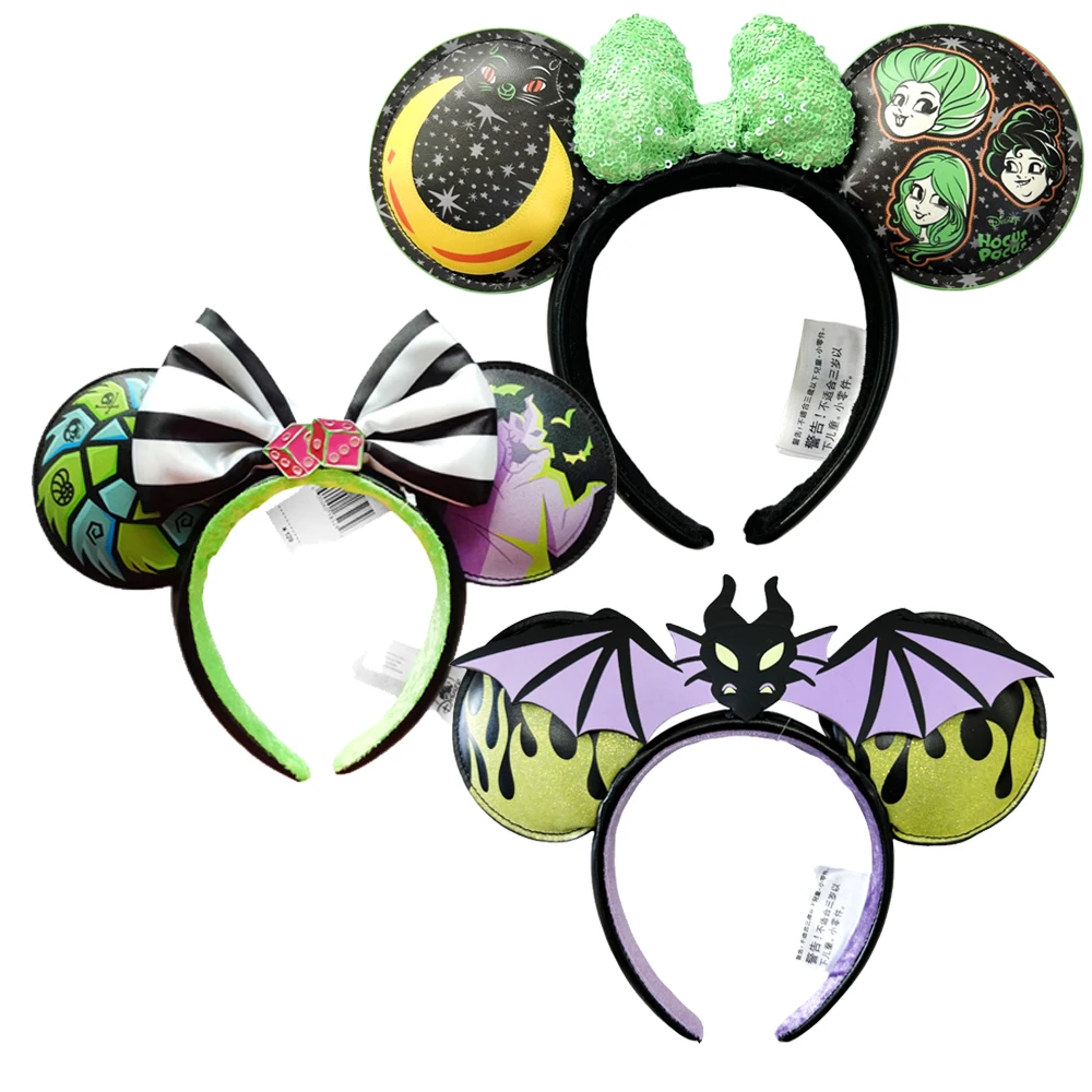 

Mickey Mouse Headband Bat PU Bow Ear Christmas Halloween Party Hairwear Cosplay Adult/Child Hairs Accessories For Women