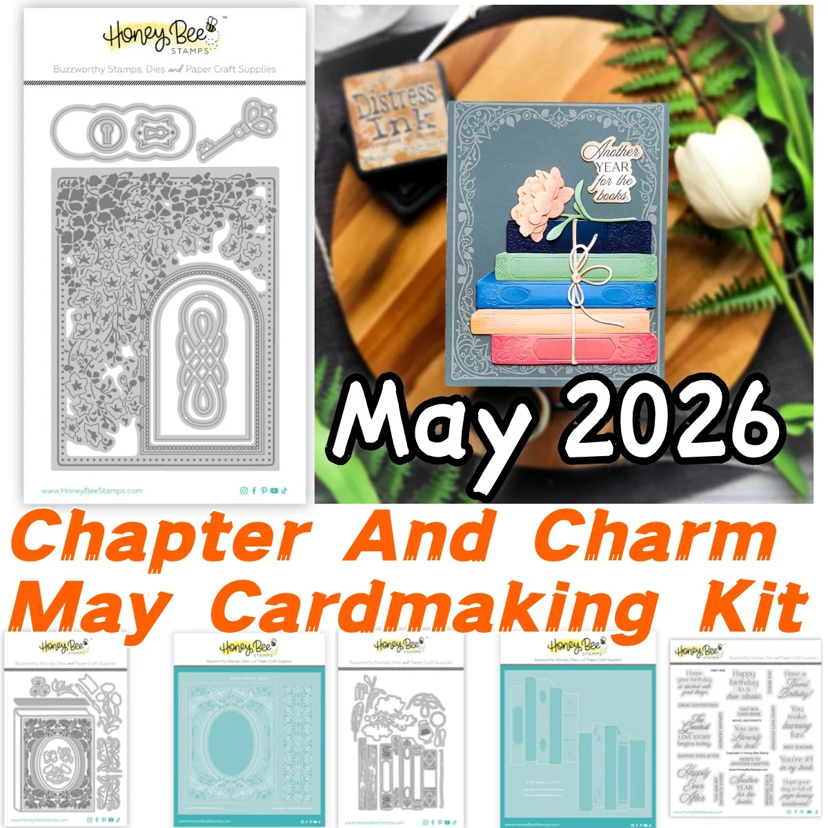 May 2026 Books Stacked Stories Chapter Charm Metal Cutting Dies Clear Stamps Stencil for DIY Making Card Scrapbook Embossed