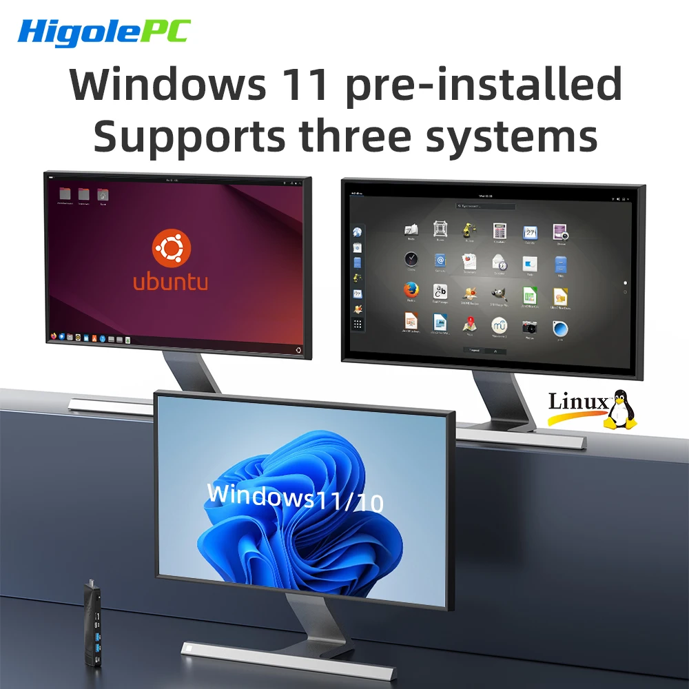 하이골 PC 스틱 팬리스 미니 PC 인텔 J4105 윈도우 11 WiFi5 4/8GB 64/128/256GB 노트북 데스크탑 PC 4K TV 스틱 PC 미니 컴퓨터