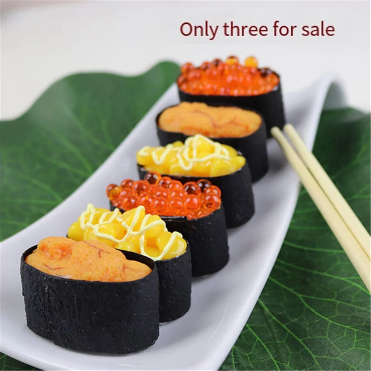 AM-3Pcs Simulation Sushi Fake Onigiri Decoration Miniture Decoration Food Sample Plastic Realistic Food Model
