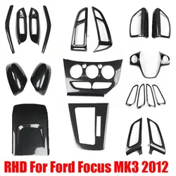 RHD For Ford Focus MK3 2012 ABS Carbon Fiber look rear air vent cover window swtich steering wheel cover inner door bowl cover