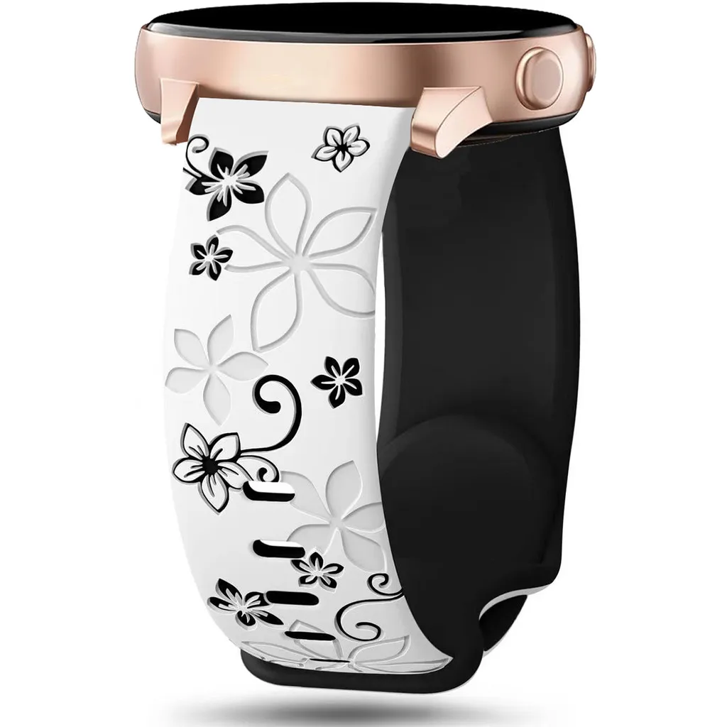 Tweekleurige siliconen band gegraveerde band voor Samsung Galaxy Watch 7/6/5/4/Active 2 40 mm 44 mm/Watch 5 Pro 45 mm/Watch 3 41 mm bandjes