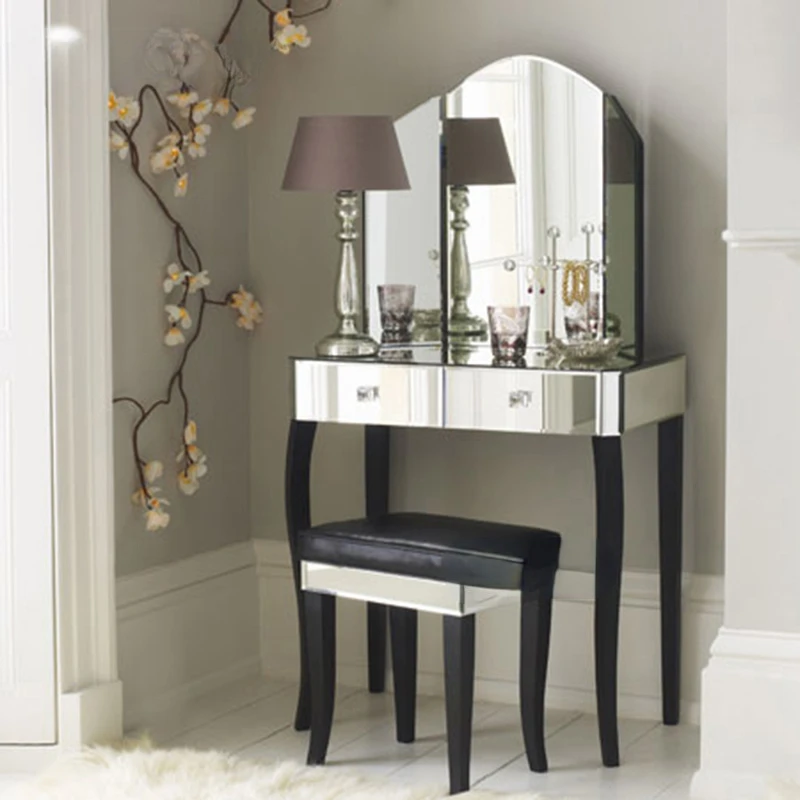 Mirror Dressing Table Makeup Table Makeup Table Mirror Furniture European Neoclassical Furniture Black and White 0105