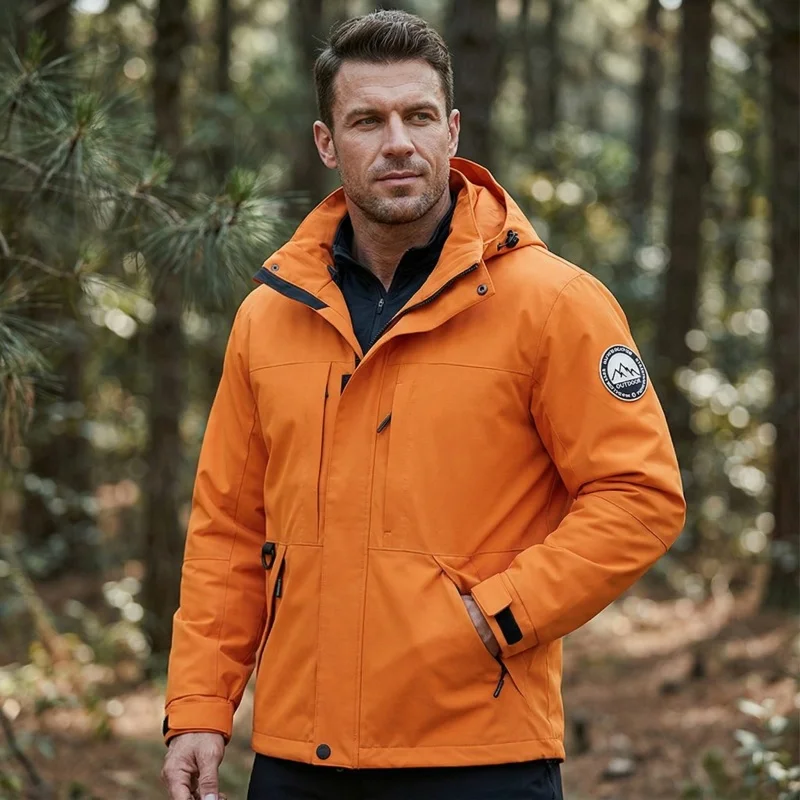 

Autumn Windbreakers Men Gorpcore Hooded Jacket Zipper Coat Cargo Waterproof Black Camping Loose Softshell Hiking Jacket Women