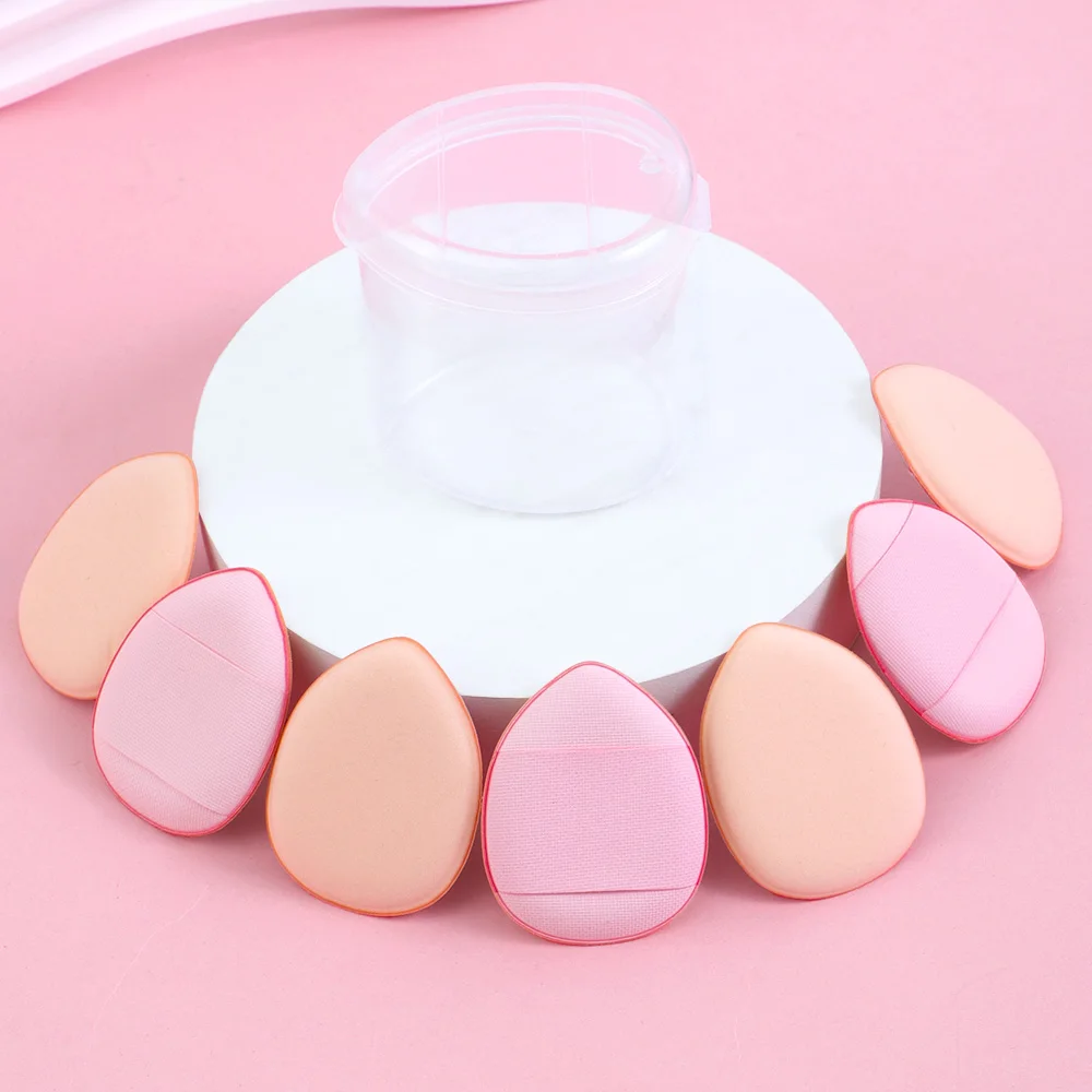 7pcs mini finger powder puff with storage box, a makeup tool for concealer and liquid foundation
