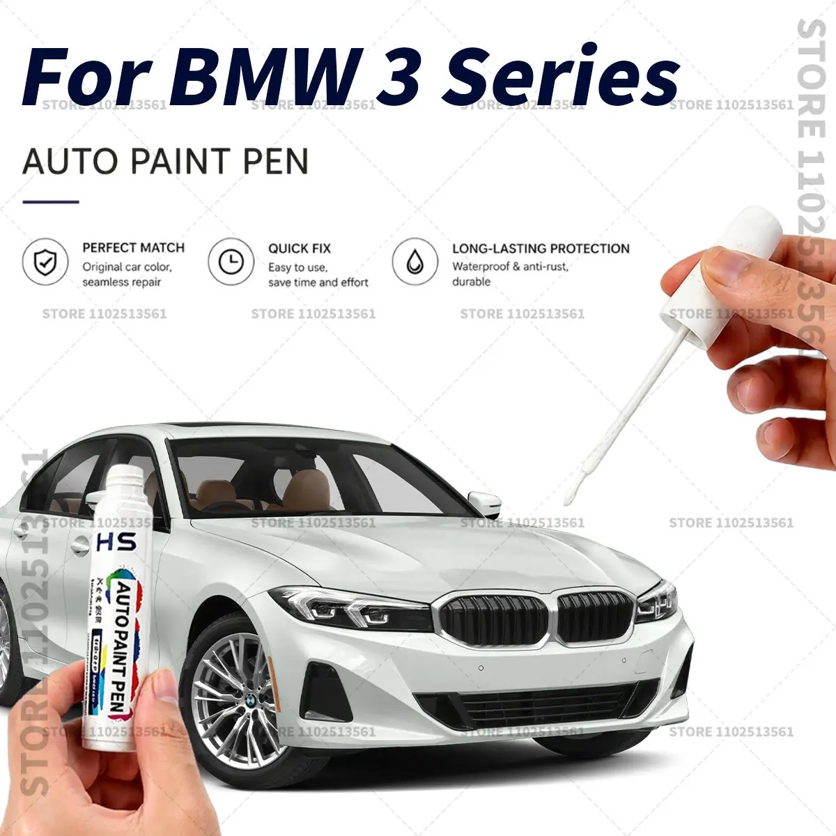 For BMW 3 Series Touch Up Paint Pen Quick Repair Car Scratch Chip Paint Brush Portimao Blue White Mineral ORANGE jet black