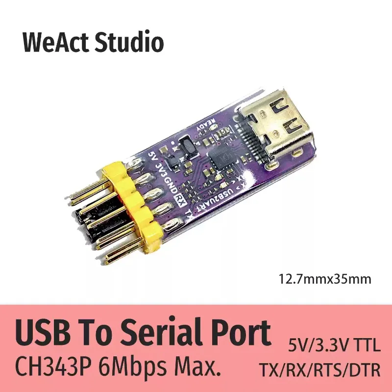 Everbright Store WeAct USB To Serial Module 6Mbps5V/3.3VTTL CH343P Debug Burn Download Type-C
