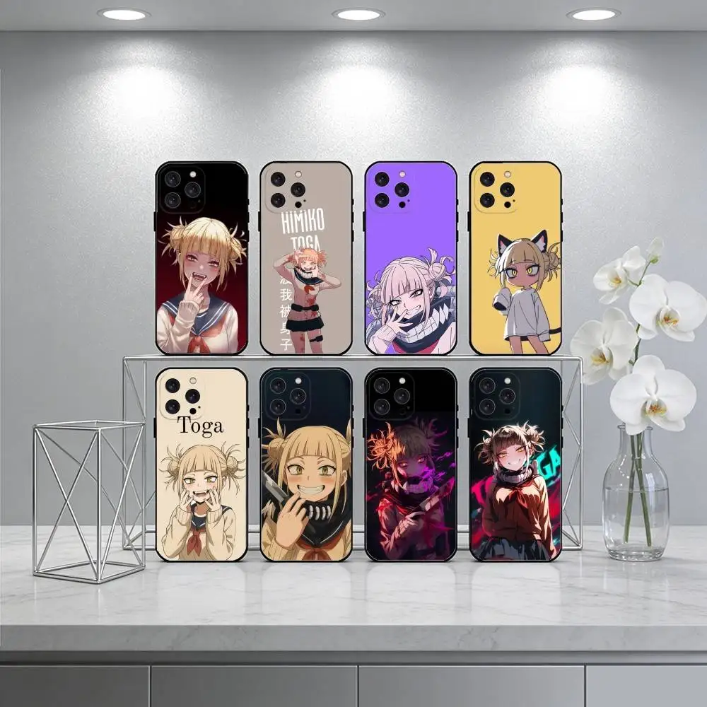 

N-Nime Himiko Toga Cartoon Phone Case For iPhone 17 16 15 14 13 12 Max Plus Silicone Black Cover
