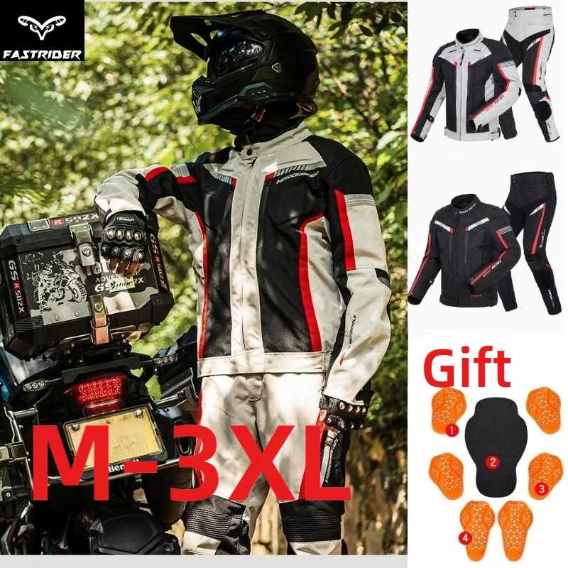 

Motorcycle Protective Jacket and Pants Set for Men, Breathable Waterproof Riding Gear with CE Armor
