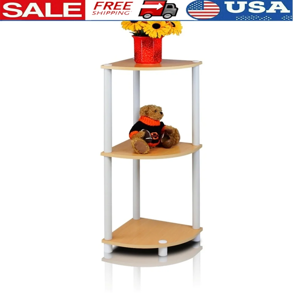 

Durable 3-Tier Corner Display Rack Freestanding Shelving Unit Versatile Storage Solution Home Living Room Use