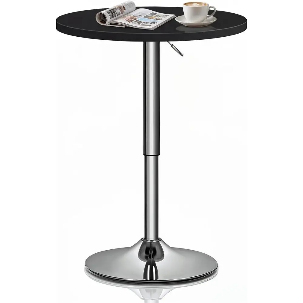 

Adjustable Height Swivel Pub Table, 23.5 Round, 27.5-36 Range, Dining or Cocktail, Black