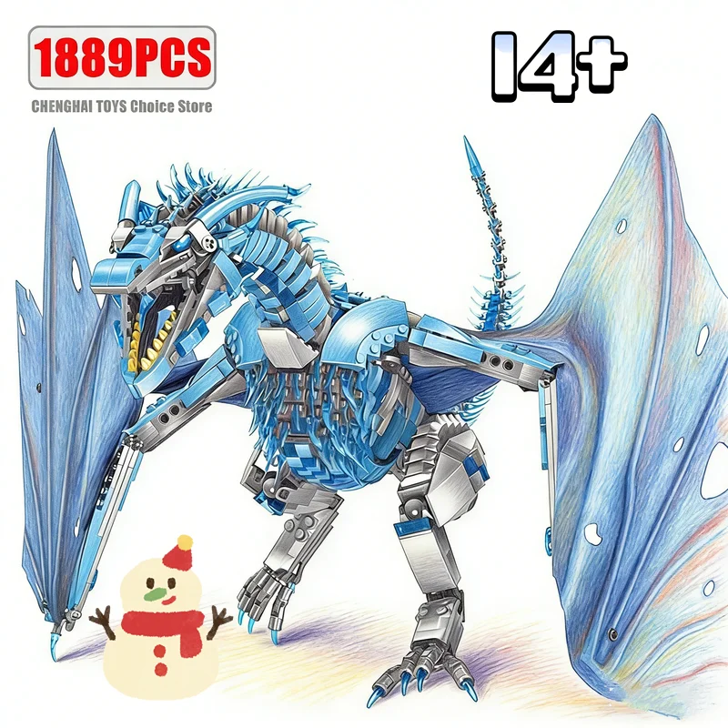 

Новинка 2026 года: Креативный гигантский дракон из 1889 деталей, модель из серии фильмов, конструктор для мальчиков, игрушки для сборки, подарки на день рождения