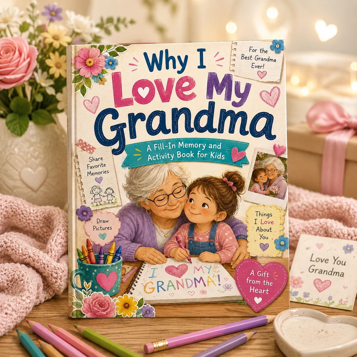 Why I Love My Grandma Fill‑In Memory Activity Book for Kids, Thoughtful Gift Book to Share Favorite Memories with Grandma