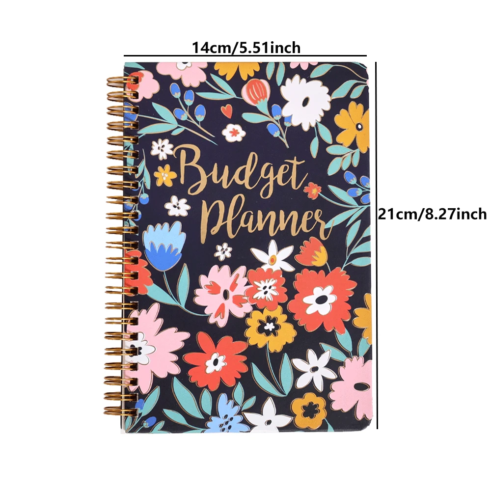 50 Sheets Vintage Flower Undated Budget Planner A5 Cardboard Cover Monthly Finance Organizer With Expense Tracker Notebook