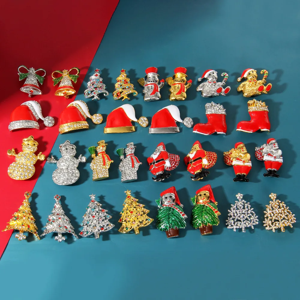 Christmas Tree Brooch Snowman Santa Hat Enamel Backpack Hat Shirt Lapel Pin Fashion Jewelry Accessory Freinds Xmas Gift Whlesale