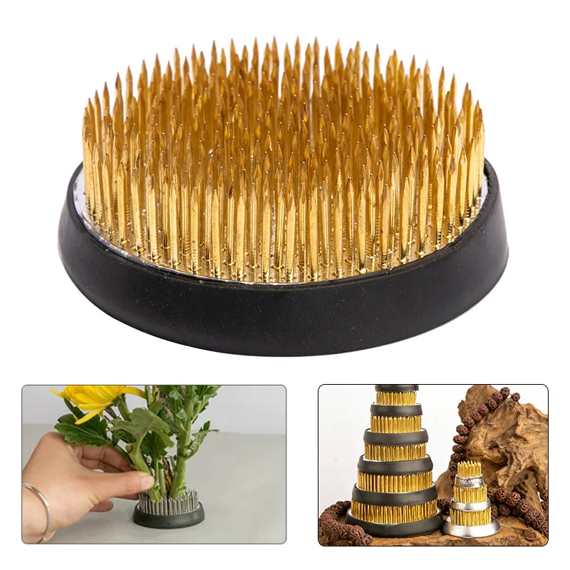 Multi-sizes Florist Floral Arrangement Copper Pin Frog Prong Brass Needle Fixed Tools Japanese Ikebana Kenzan Garden Bonsai Base