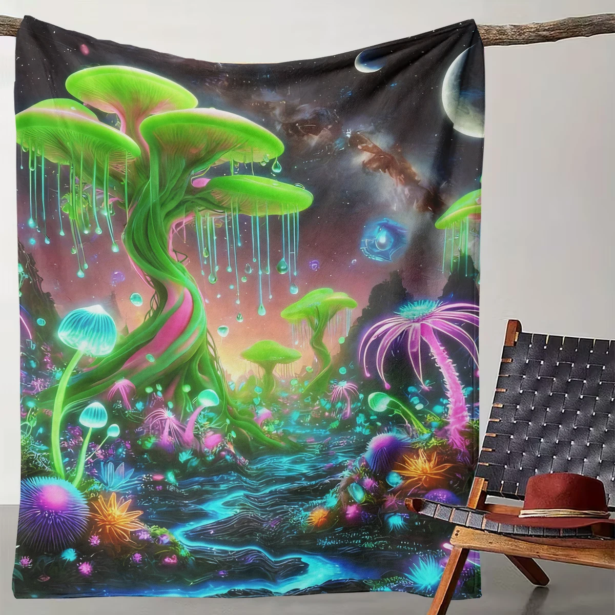 

1 Piece of Cyber Fluorescent Alien Fantasy Plant Blanket Interstellar Different World Style Blanket Cross-border Creative