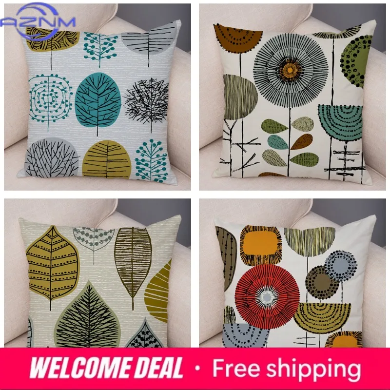 Abstract Art Cushion Cover Decorative Geometric Plant Tree Flower Pillowcase Sofa Home Car view 3