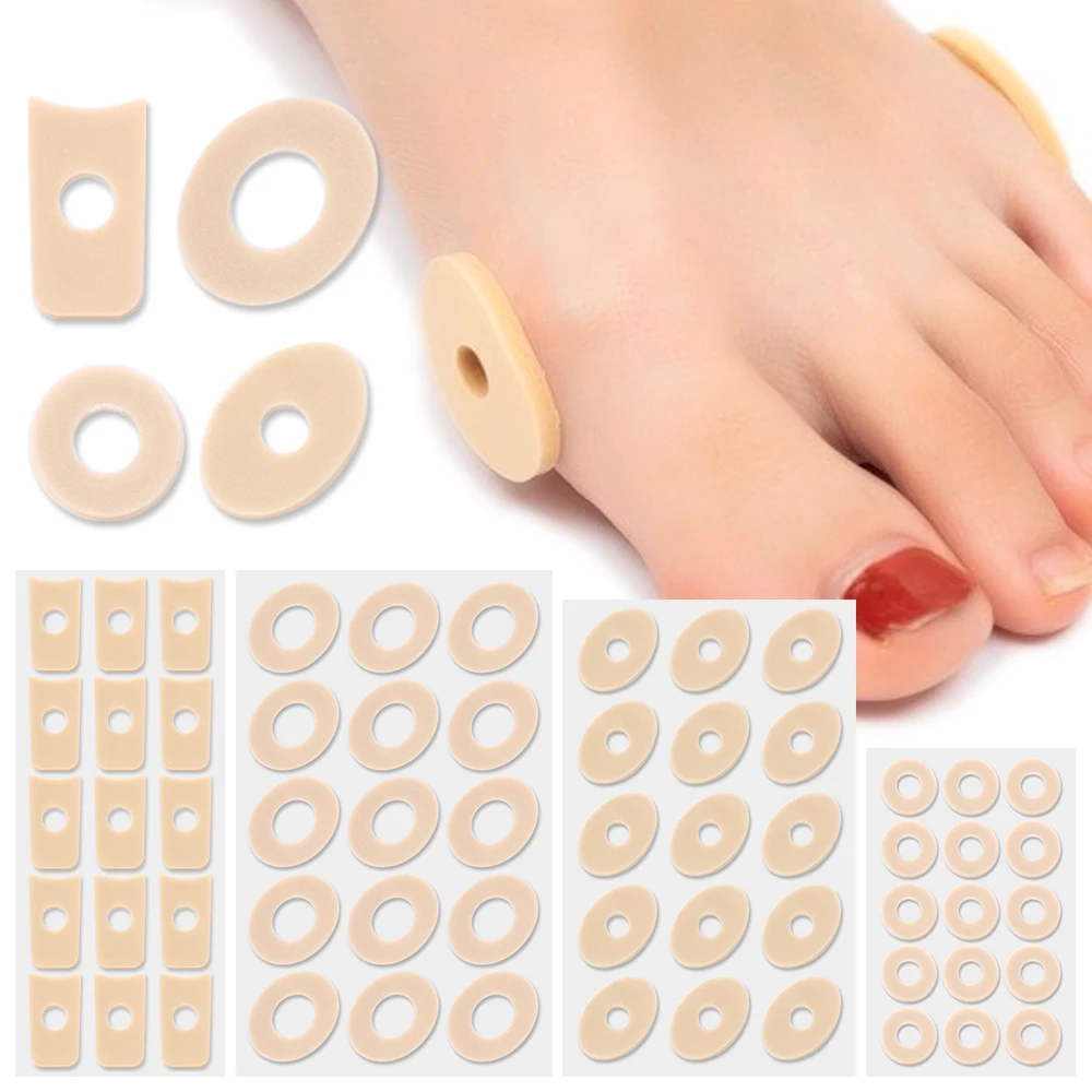 10 Sheets Corn Bunion Protectors Pads Skin Color Circle Oval U Shape Latex Sponge Callus Cushions Shoes Heel Pad Anti-wear Foot