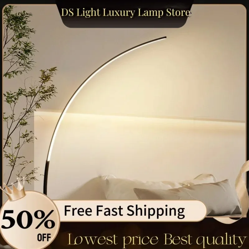 Modern LED Arc Floor Lamps Home Indoor Living Room Black White Floor Lights Dimmable Remote RGB Bedroom Foyer Decor Corner Light