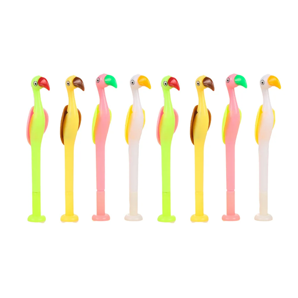 

8 Pcs Black Pens Smooth Writing Wear Resistant Student Stationery Cartoon Flamingo School Supplies