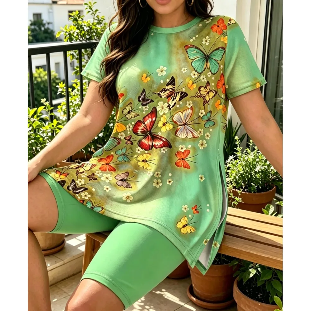 2026 Simple Style Woman 2 Piece Set Outfit Women's Matching 2 Pieces Set For Woman Casual Daily Color Colorful Printed Fashion