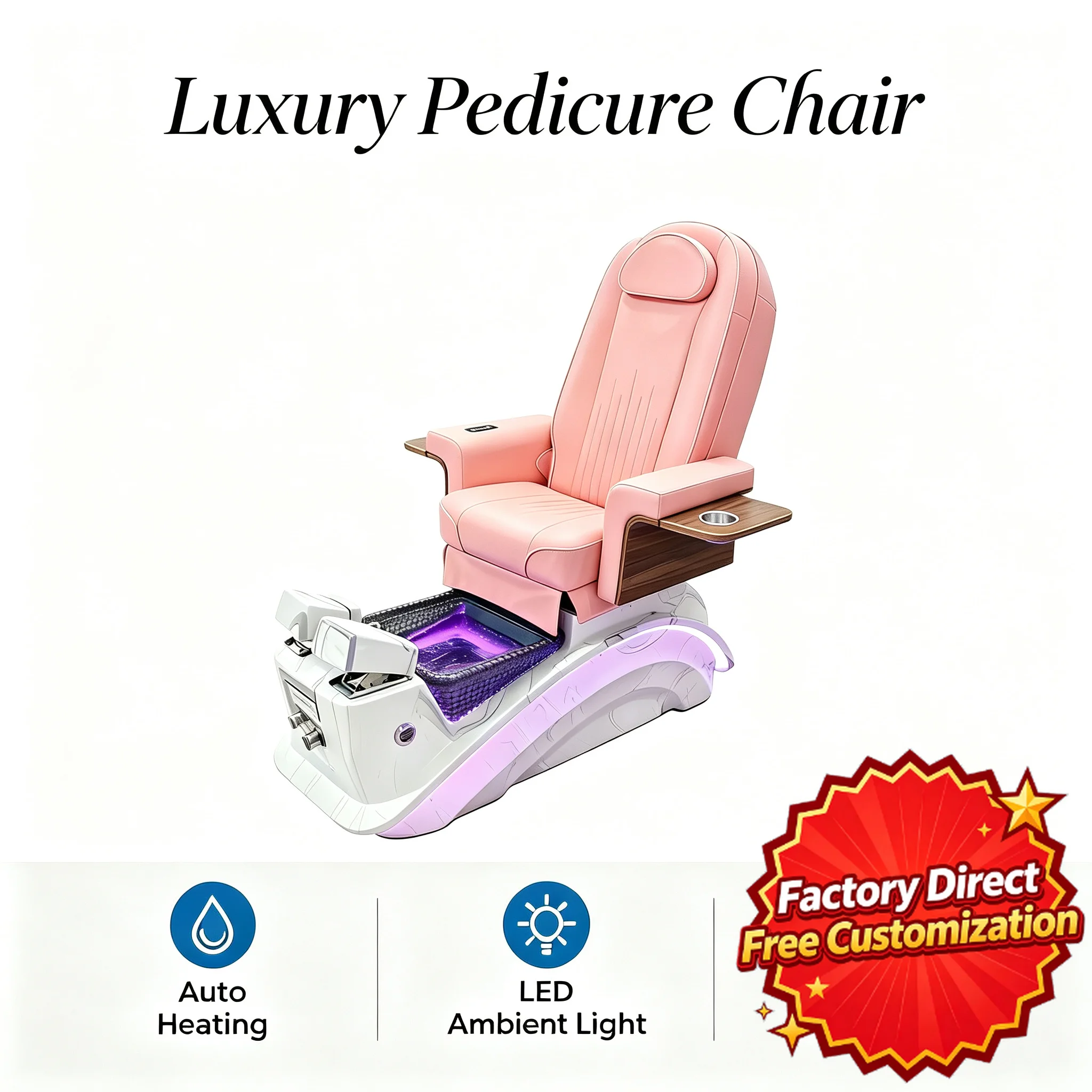 Professional Pedicure Spa Chair Foot Massage Recliner Manicure Nail Salon Seat Adjustable Beauty Salon Furniture for Spa Shop