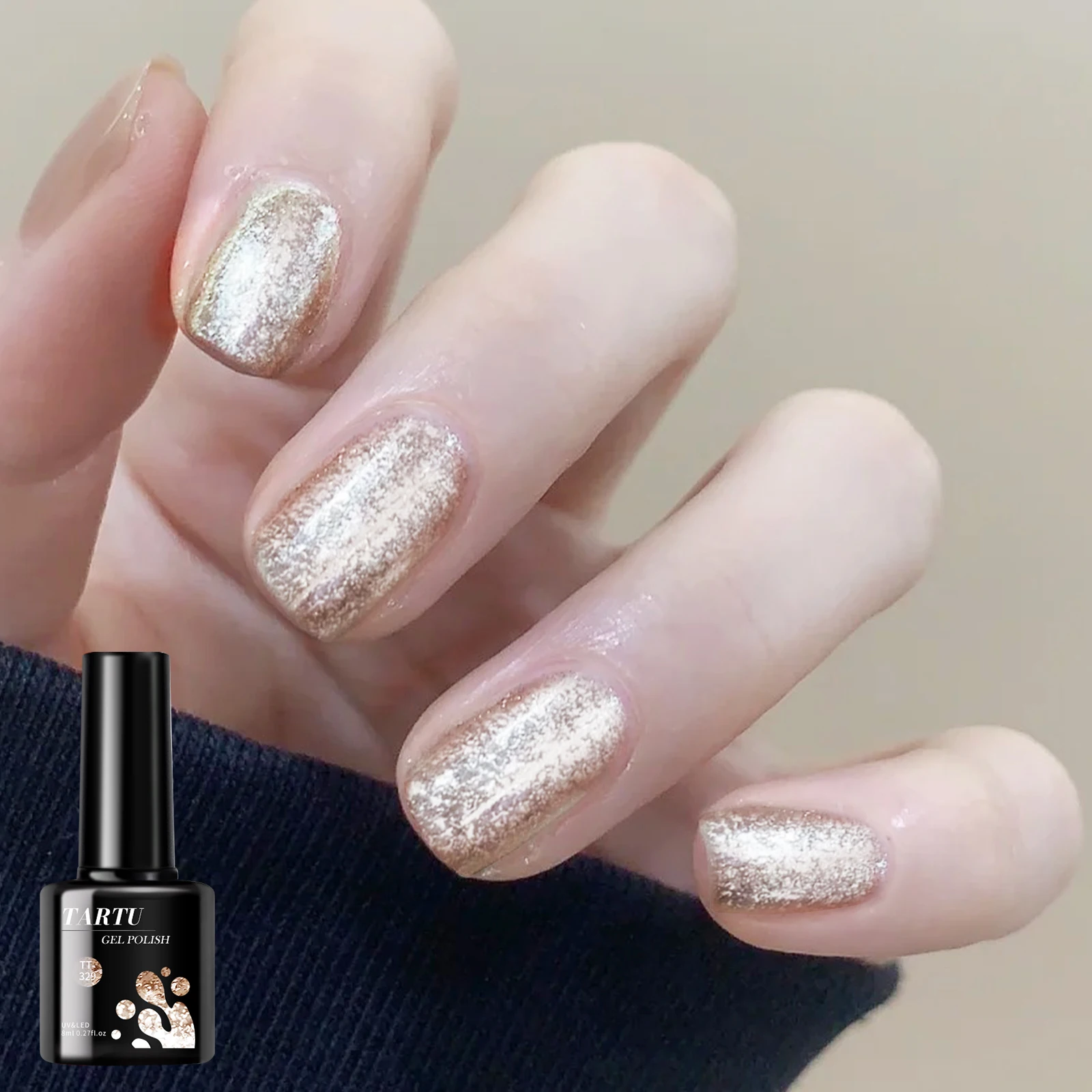 8 مللي الذهب بريق المجسم بريق هلام مسمار البولندية القابلة للإزالة LED/الأشعة فوق البنفسجية طويلة الأمد بريق الترتر المنزل مسمار الفن صالون