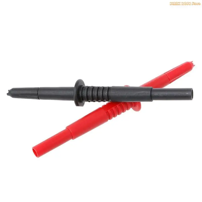 K1AE 2 Pcs /1 Set Copper Rod Multimeter Testing Probe 4mm Socket Type Probe Banana Connector Red/ Black