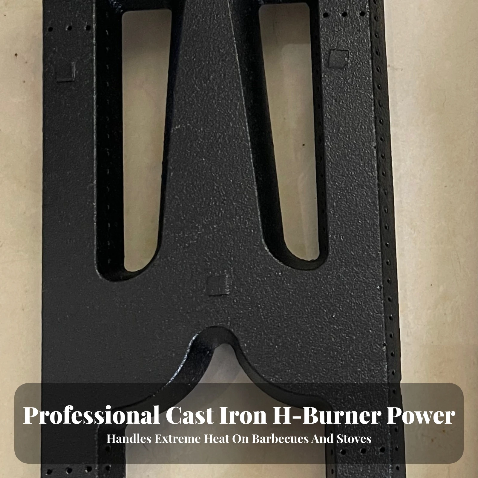 H-Shaped Furnace Burner Head Wide Flame Cast Iron Burner Head One-Piece Rugged for Gas Range Repair