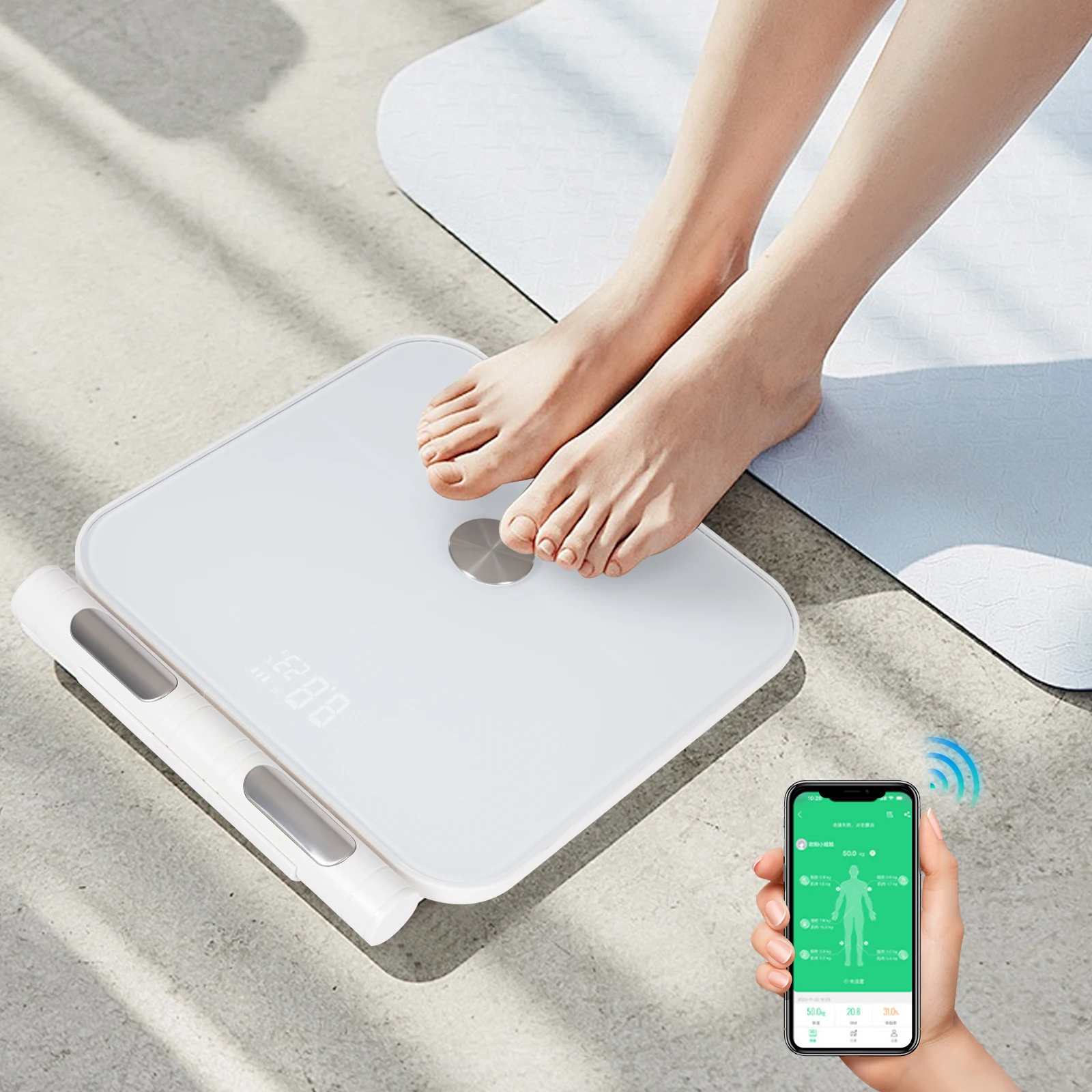 Slim Tempered Glass Bathroom Weight Scale, Low Battery & Overload Alert, Multi-User Health Tracking Scale, Bluetooth APP Tracks 25 Body Metrics for Family
