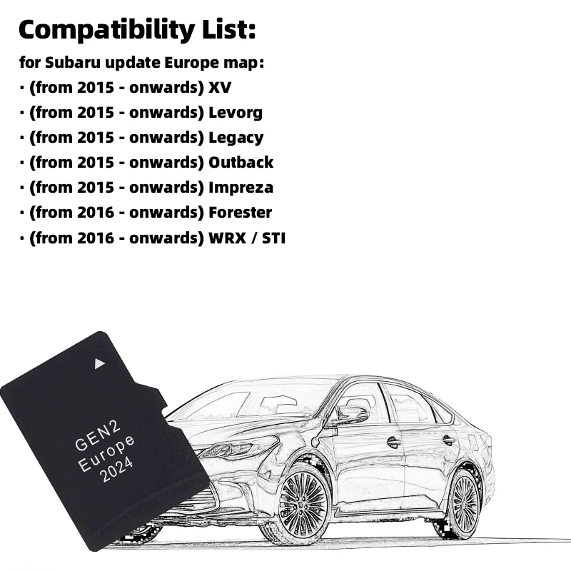 Update EU North America Maps for Subaru Outback Impreza Forester WRX STI Vehicle 2024 GEN2 Navigation TF Card GPS P56YH03-E2024