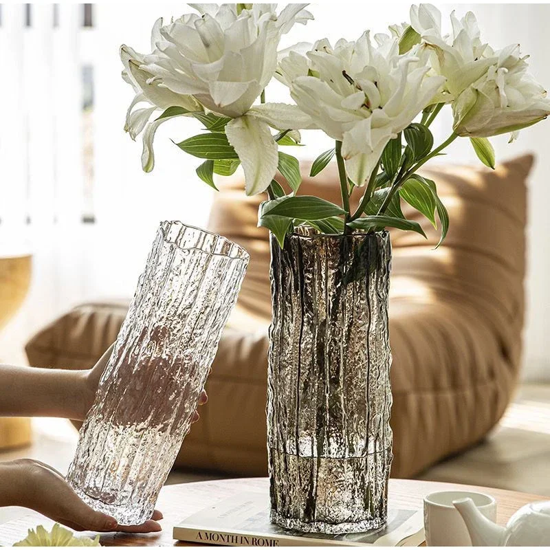 Extremely Cold Glacier Glass Vase Transparent Flower Arrangement Rose Flower For Room Dining Table Decoration Bottle