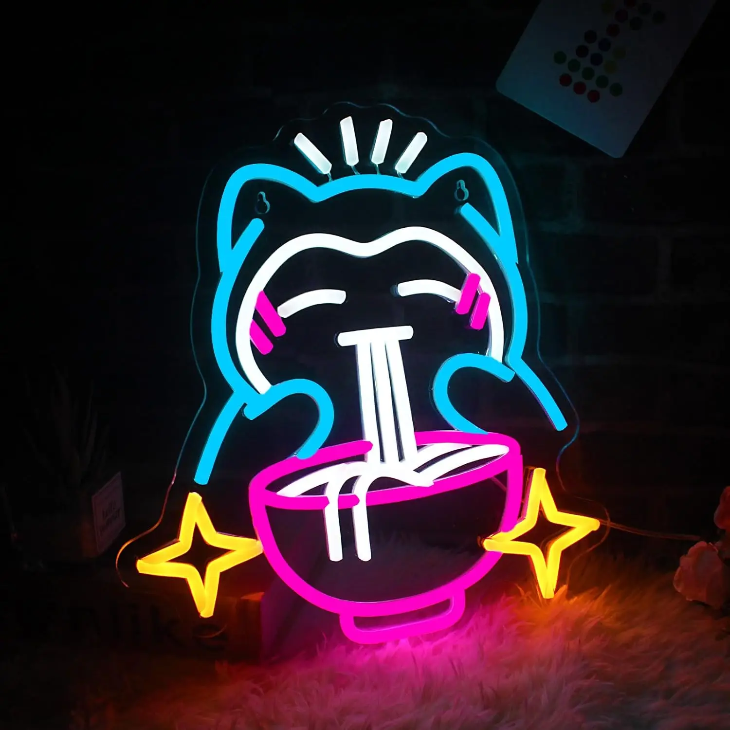 Pokemon Ramen Neon Light Cute Bear Sign Blue Dimmable Led Neon Signs For Resturant Home Bar Cafe Japanese Noodle Shop Decor Gift